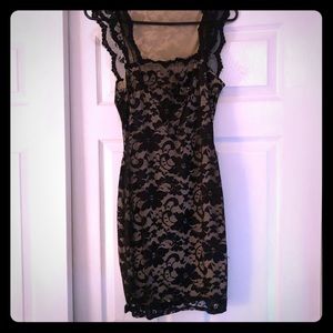 Black lace and nude dress